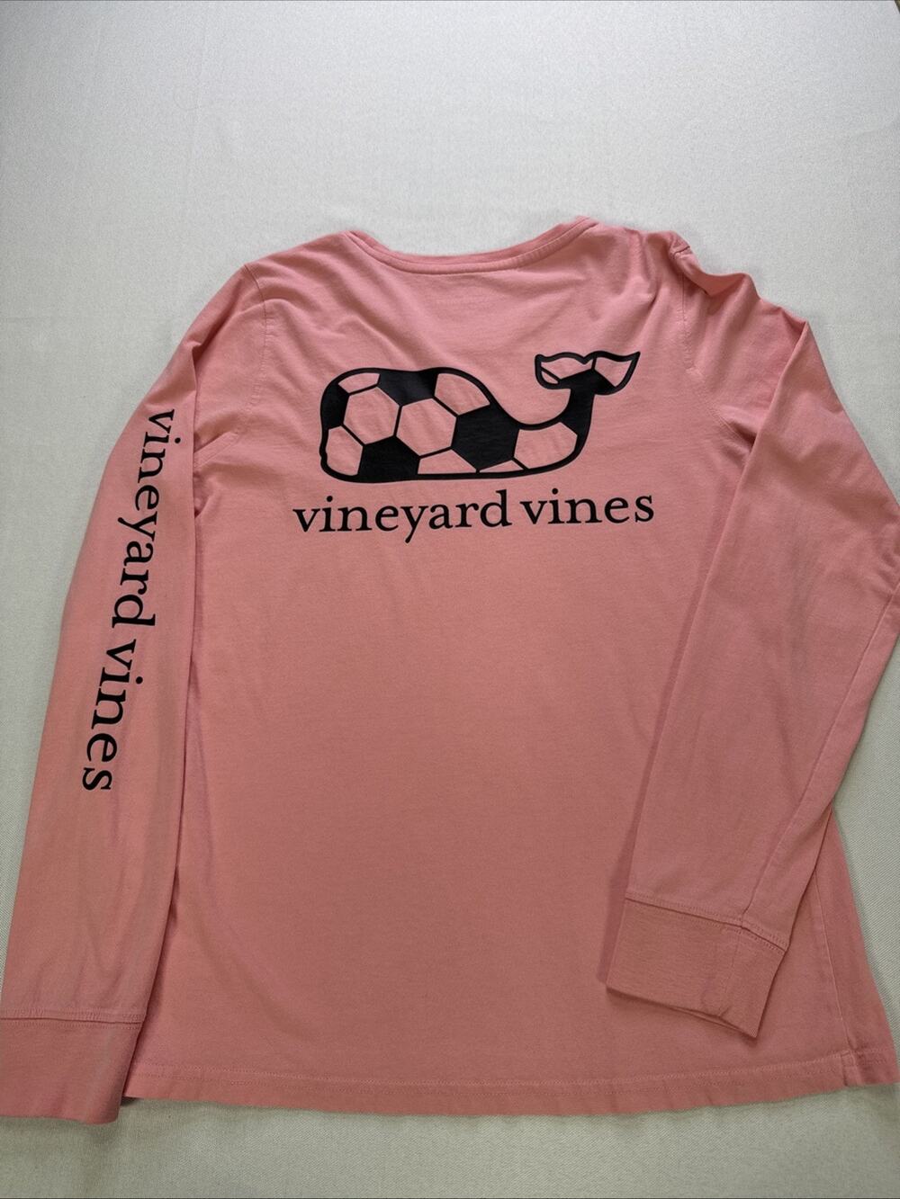 Vineyard Vines Women’s XS Pink Soccer Whale Pocket T Tee Shirt Long Sleeve